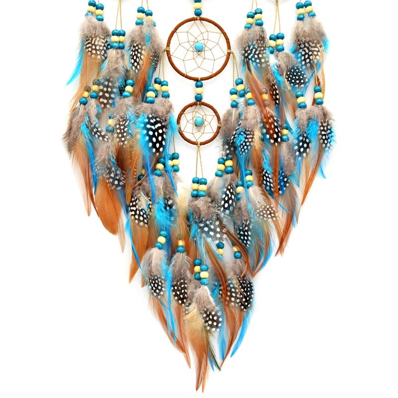 Urdeoms Large Dream Catchers for Girls Room Decor Boho Moon Dream Catcher Wall Decor Turquoise Hanging Ornament for Living Room Dorm Decor Hippie Gifts (NO.34) - Image 2